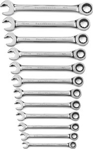 Gearwrench 85597 12 Pc. Ratcheting Open End Wrench Set Metric