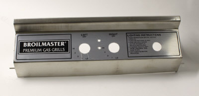 Broilmaster B100752 Control Panel and Label Assembly, Stainless Steel (Electronic ignitor)