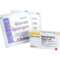 First Aid Only B207 Dressing Pad, Gauze, 4"x4", 4/Cs.