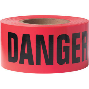 Presco B31022R21 DANGER Barricade Tape, 2.5 mil, Red