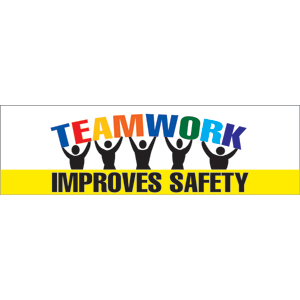 National Marker BT32 Safety Banner, Teamwork Improves, 3&#39; x 10&#39;