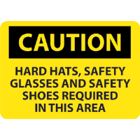 National Marker C160RB Caution Hard Hat,Glasses,Shoes Required Sign, Plastic