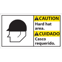 National Marker CBA1R CAUTION Hard Hat Area Bilingual ANSI Sign