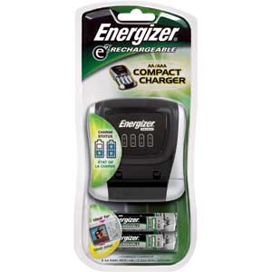 Energizer CHDCWB-4 Compact Charger w/ Batteries AA/AAA