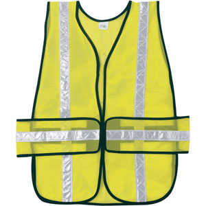 MCR Safety CHEV2LP Chevron Lime Safety Vest w/ Stripes