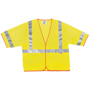 MCR Safety CL3ML Class 3 Lime Safety Vest w/ Silver Stripes, L