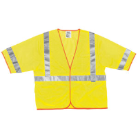 MCR Safety CL3ML Class 3 Lime Safety Vest w/ Silver Stripes, L