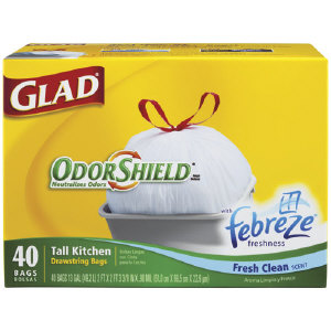 Clorox 70067 OdorShield&#174; 13 Gal. Tall Kitchen Trash Bags, 40/Cs.