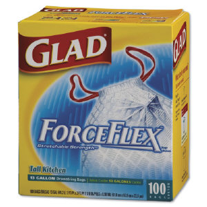Clorox 70427 ForceFlex™ 13 Gal. Tall White Kitchen Trash Bags, 100/Cs.