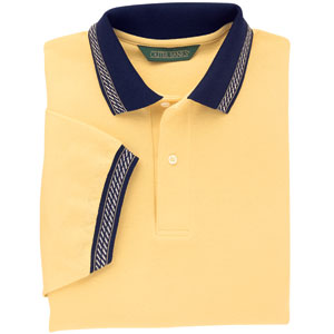 Outer Banks&reg; Pique Racing Jacquard Stripe Golf Shirt, Butter, 3XL