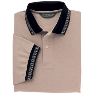 Outer Banks&reg; Pique Racing Jacquard Stripe Golf Shirt, Putty, L