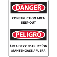 National Marker ESD132RB Danger Construction Area Keep Out Sign, Plastic