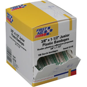 First Aid Only G110 3/8&#34; x 1 1/2&#34; Jr. Plastic Bandages