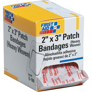 First Aid Only G160 Heavy Woven Patch Bandages,2&#34; x 3&#34;, 25/Bx.