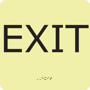 National Marker GADA101BK Exit Glow ADA Sign, 8 x 8&#34;, Plastic