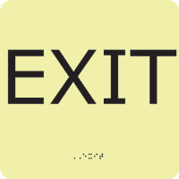 National Marker GADA101BK Exit Glow ADA Sign, 8 x 8", Plastic