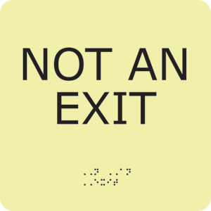 National Marker GADA112BK Not an Exit Glow ADA Sign,8x8&#34;, Plastic