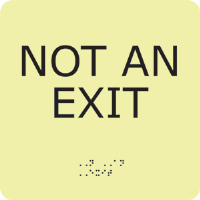 National Marker GADA112BK Not an Exit Glow ADA Sign,8x8", Plastic