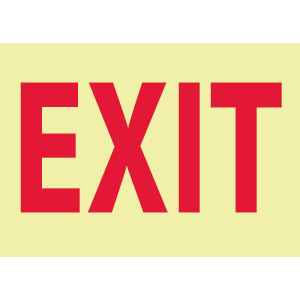 National Marker GL12R Exit Sign, 7 x 10&#34;, Glow Plastic