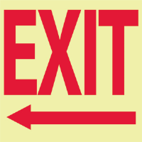 National Marker GL16P Exit Sign w/ Left Arrow,10x10", Glow Vinyl