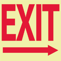 National Marker GL17P Exit Sign w/ Right Arrow,10x10", Glow Vinyl