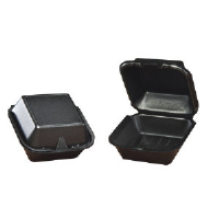 Genpak SN225-3L Black Foam Sandwich Carryout, Large, 500/Cs.
