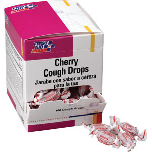 First Aid Only H452 Cherry Cough Drops, 100/Box