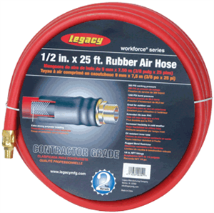 Legacy HRE1225RD3 1/2&#34; X 25&#39; Workforce Rubber Air Hose