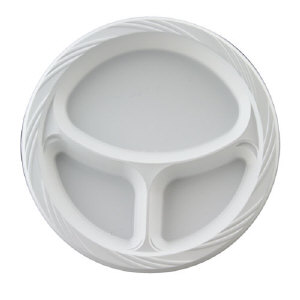 Huhtamaki 82230 Chinet&#174; Lightweight Plastic 3 Part Plates, 10.25&quot;