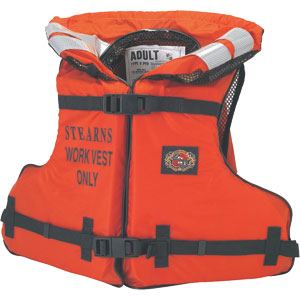 Stearns I222OS Work Master&#153; Orange Life Preserver Vest, Fits Chests 52&#34; - 62&#34;