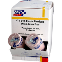First Aid Only J617 Elastic Bandage Wrap w/2 Fasteners, 4" x 5 yds, 9/Box