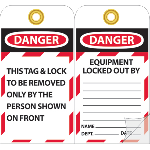 National Marker JMTAG1 Danger Equipment Locked Out By: Tags, 10/Pk.