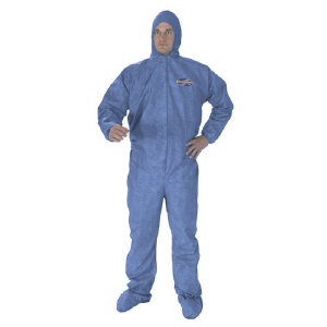 Kimberly Clark 45023 Kleenguard&#174; A60 Coveralls, Zip/Flap/Elas/Hood, Large