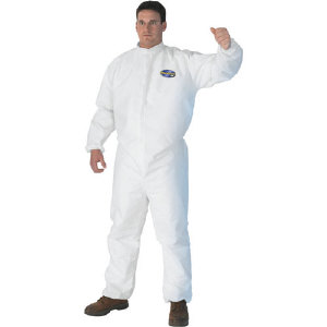 Kimberly Clark 46117 Kleenguard&#174; A30 Coveralls, Zip/Flap/Elas/Hood, 4XL