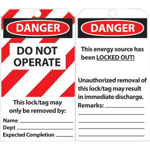 National Marker LLT1 Laminated Lockout Tags, Do Not Operate, 25/Pk.