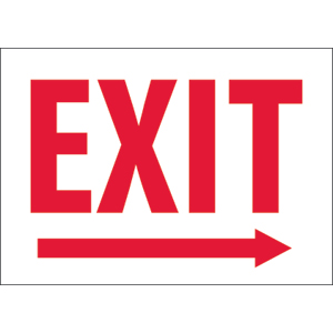 National Marker MERRB Exit Sign w/ Right Arrow, 10 x 14&#34;, Plastic