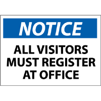National Marker N119AB Notice Visitors Must Register at Office Sign, Aluminum
