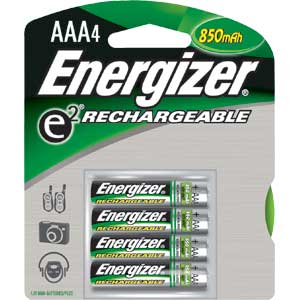 Energizer NH12BP-4 Rechargeable AAA Batteries, 4/Pkg