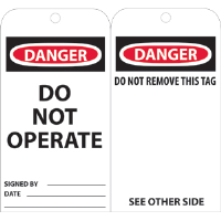 National Marker RPT1A Danger Do Not Operate Tags, 25/Pk.