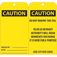 National Marker RPT28 CAUTION Tags, 25/Pk.