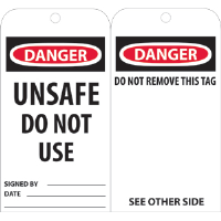 National Marker RPT34 Danger Unsafe Do Not Use Tags, 25/Pk.