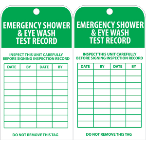 National Marker RPT37 Emergency Shower/Eye Inspection Tags, 25/Pk.