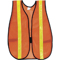 MCR Safety S221R Orange Safety Vest w/ Lime Stripes