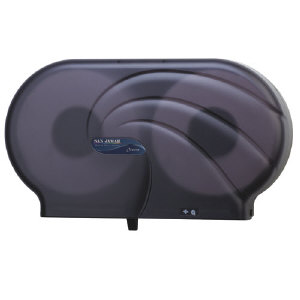 San Jamar R4090TBK Twin Jumbo Bath Tissue Dispenser, 9 Inch, Black