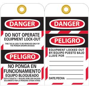 National Marker SPLOTAG11 Bilingual Lockout Tags, 10/Pk.