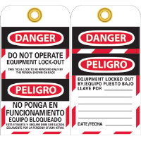 National Marker SPLOTAG11 Bilingual Lockout Tags, 10/Pk.