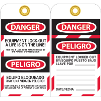 National Marker SPLOTAG12 Bilingual Lockout Tags, 10/Pk.