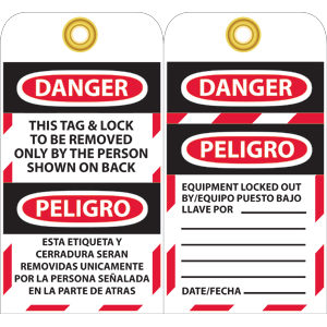 National Marker SPLOTAG1 Bilingual Lockout Tags, 10/Pk.