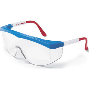 MCR Safety SS130 Stratos&reg; Safety Glasses,Red/White/Blue,Clear