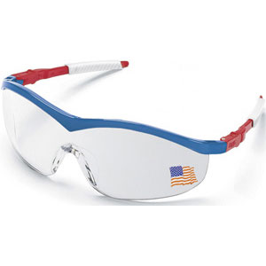 MCR Safety ST140 Storm&reg; Safety Glasses,Red/White/Blue,Clear